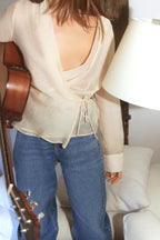 SEMI-SHEER WRAP BLOUSE