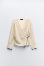 SEMI-SHEER WRAP BLOUSE