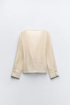 SEMI-SHEER WRAP BLOUSE