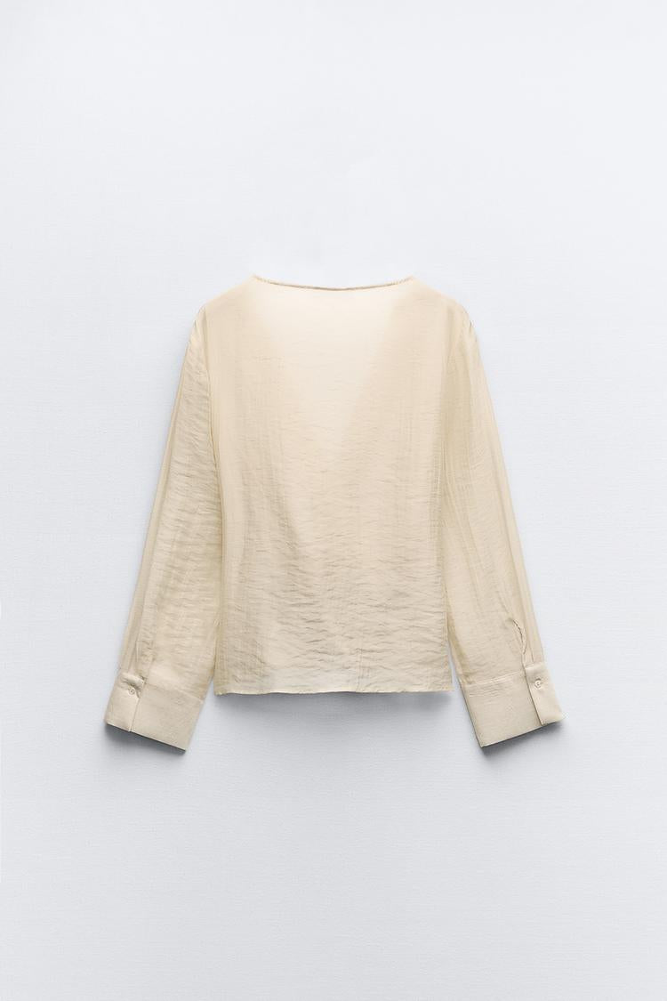 SEMI-SHEER WRAP BLOUSE