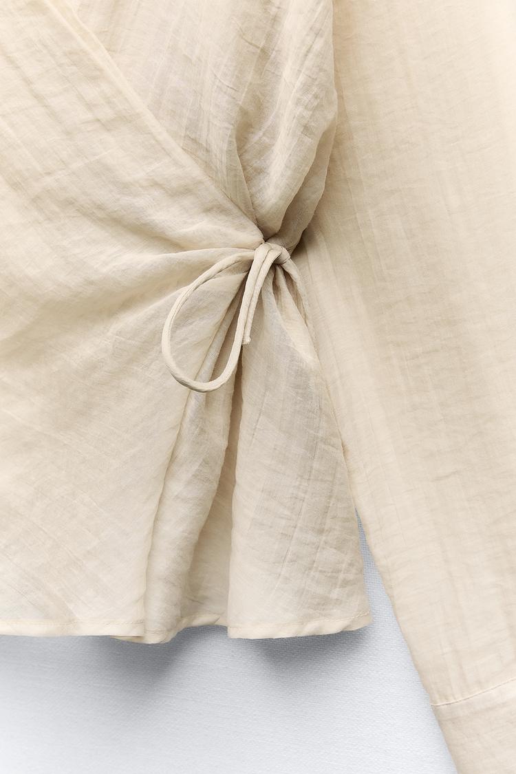 SEMI-SHEER WRAP BLOUSE