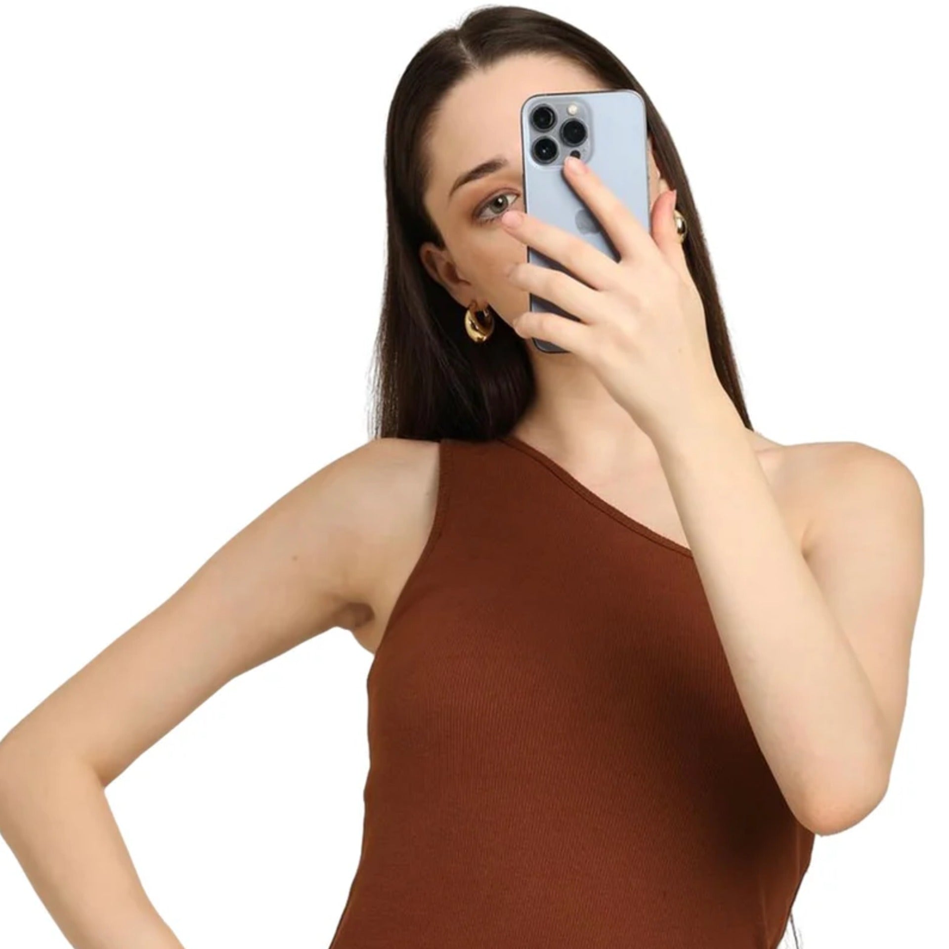 One Shoulder Micro Ribbed Bramisole
