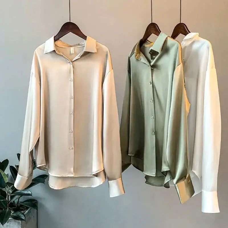 SATIN LONG SLEEVE SHIRT WOMEN