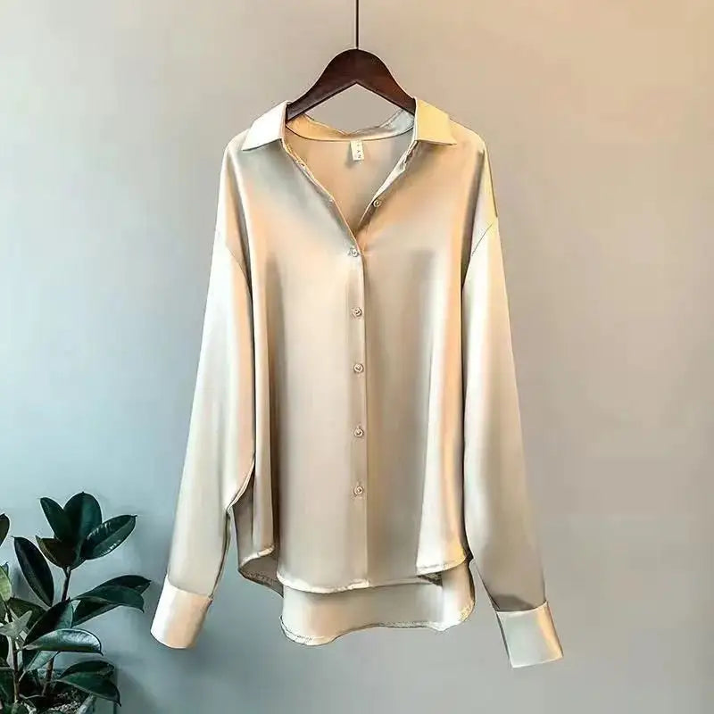 SATIN LONG SLEEVE SHIRT WOMEN