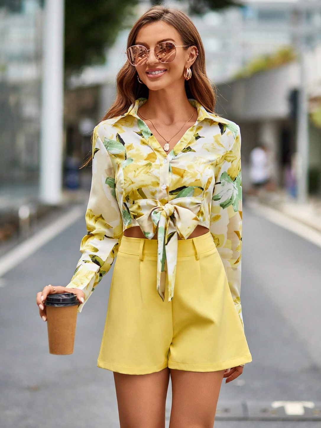 Floral Print Knot Hem Dress