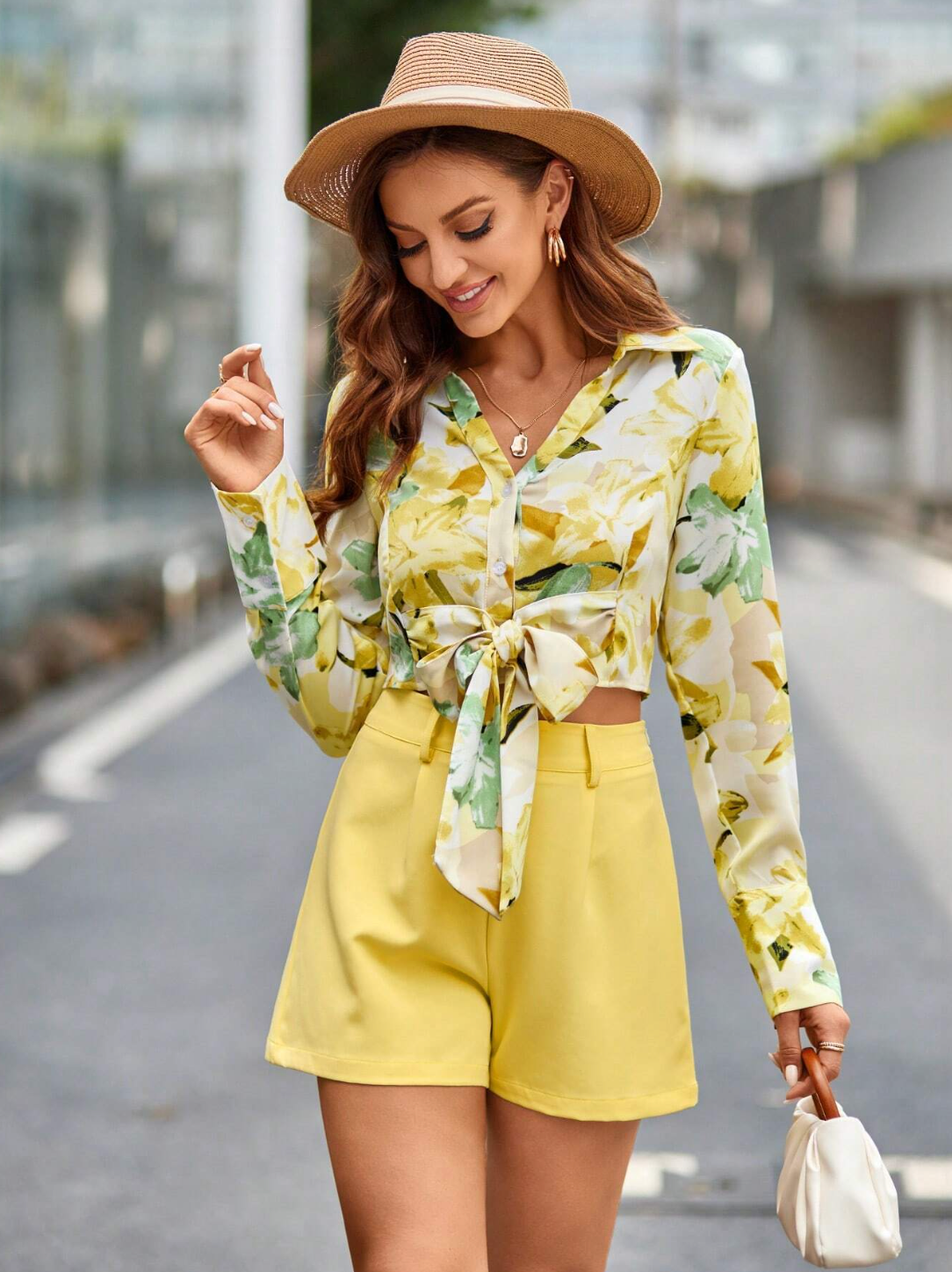 Floral Print Knot Hem Dress
