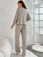 Drop Shoulder Button Front Tee & Pants Lounge Set