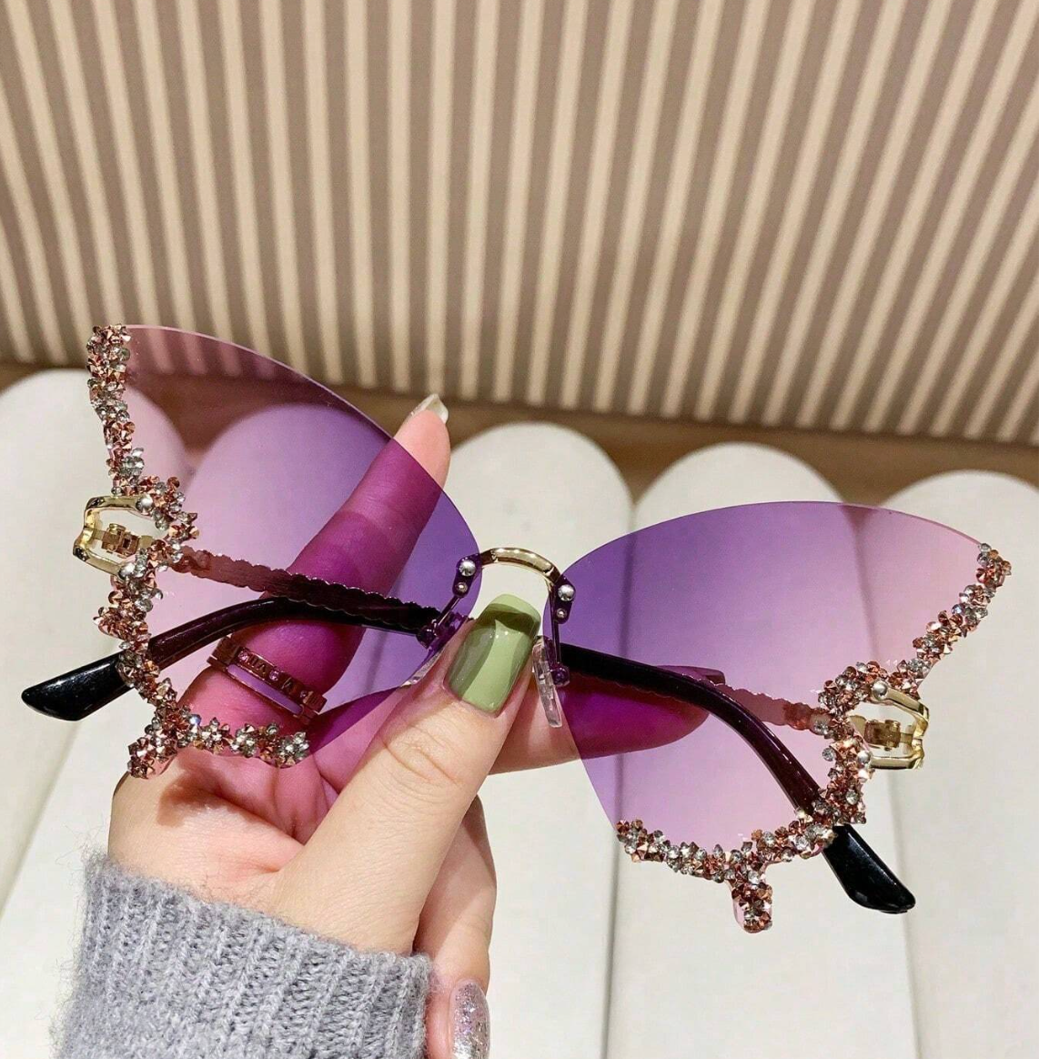 Rhinestone Vintage Butterfly Sunglasses